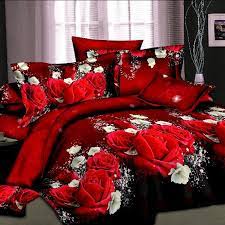 3d Print Red Rose Bedding Set Full King Queen Size 100 Duvet Cover Set 4 Pieces Microfiber Not Include Comfor Full Bedding Sets Duvet Cover Sets Rose Bedding