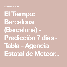El Tiempo Barcelona Barcelona Prediccion 7 Dias Tabla Agencia Estatal De Meteorologia Aemet Gobierno De Espana Barcelona Gobierno Meteorologia