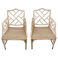 Pair Of Vintage Faux Bamboo Chippendale Chairs 1stdibs Com Chippendale Chairs Patio Chair Cushions Bamboo Dining Chairs