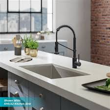 Ntipox matte black kitchen faucet with pull down sprayer solid brass single handle single lever commercial spring kitchen sink faucets,faucet for product highlights. Kraus Bolden Single Handle Commercial Kitchen Faucet In Matte Black Finish 18 In Kpf 1610mb Dp03mb Rona