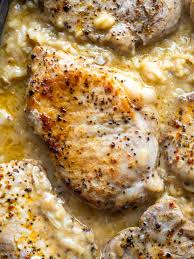 The cream of mushroom soup gravy is great on both the lay pork chops over the onions. No Peek Pork Chops And Rice 12 Tomatoes