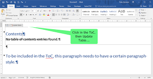 Table Of Contents Generation Problems Microsoft Community