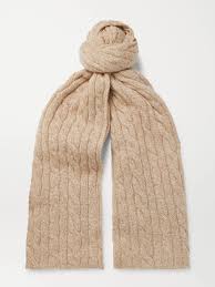 Tan Cable Knit Melange Baby Cashmere Scarf Loro Piana Mr Porter