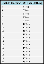 14 All Inclusive Clothes Conversion Chart Kids