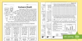 Testele elaborate pentru proba scrisa la matematica contribuie la indeplinirea functiilor evaluarii urmarite prin examenul de evaluare nanionala. Clasa A Ii A Mem Evaluare FinalÄƒ FiÈ™Äƒ De Evaluare Cu Descriptori De