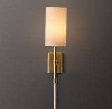 Clementine Sconce With Shade Antiqued Brass In 2021 Restoration Hardware Lighting Restoration Hardware Sconces Sconces
