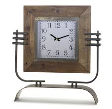 Industrial Farmhouse Iron And Wood Tabletop Clock In 2020 Wood Clocks Tabletop Clocks Table Clock