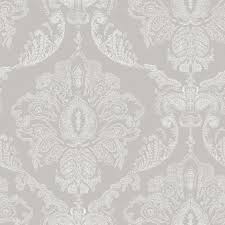 Check out these grey bedroom designs, furniture and accessories to inspire your bedroom decorating the feature wallpapered wall, while covered in a busy pattern, uses the palette of grey and white, which softens it. Dorma Natural Aveline Damask Wallpaper Damask Wallpaper Wall Wallpaper Accent Wall Bedroom