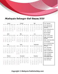 We recommend you bookmark this page for quick reference. Selangor Cuti Umum Kalendar 2020