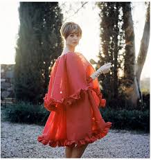 Elsa Martinelli In Red Ruffled Dress By Christian Dior Photo By Mark Shaw Outside Paris 1960s Fashion Photo Fashion Fashion History