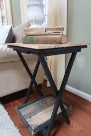 Tv Tray Makeover Side Table With Pallet Wood Top Tv Tray Makeover Tv Tray Table Tv Trays