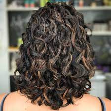 Black Curly Hairstyle With Copper Highlights Curly Hair Styles Naturally Medium Curly Hair Styles Curly Hair Styles