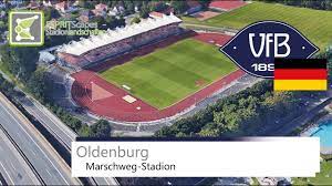 Auf der überdachten haupttribüne finden 4.500 zuschauer platz. Marschweg Stadion Vfb Oldenburg 2016 Youtube