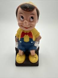 PINOCCHIO PIGGY BANK WALT DISNEY PRODUCTIONS PLAY PAL PLASTICS 1971 VTG