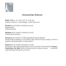 Standard Bio Template Biography Template Good Essay Resume Template Free