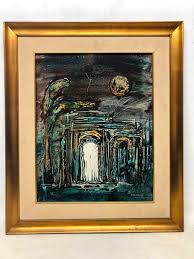 Esther Schuster "Paisaje con luna" Acrilico sobre carton 48 x 38 cm.