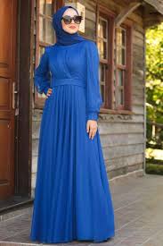 Tuay Balon Kol Sax Mavisi Tesettur Abiye Elbise 30631sx Tesetturisland Com Elbise The Dress Basortusu Modasi