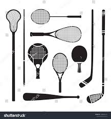 Set Of Sport Game Equipment Rackets For Badminton Table And Big Tennis Platform Tennis Cue Bat Stick And Club Equipment For Golf Billiard Baseball La