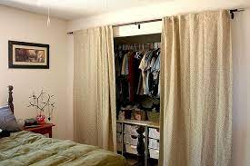 For a closet door in a bedroom, this paint is usually found inside children's bedroom. New Closet Curtains Open Bedroom Closet Doors Closet Curtains Curtains For Closet Doors