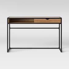 Ada Glass And Wood Writing Desk With Drawers Project 62 In 2020 Wood Writing Desk Writing Desk With Drawers Metal Dining Room