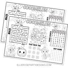 Cocomelon is a series of animated videos of traditional nursery rhymes and children's songs. Cocomelon Activity Coloring Placemat Instant Download My Store