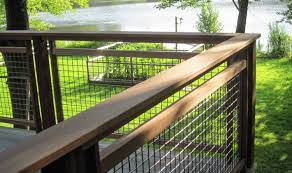 L 62 Woven Wire Mesh Is A Sturdy Mesh To Use As Railing Infill For This Back Yard Deck Wood Deck Railing Railings Outdoor Patio Fence