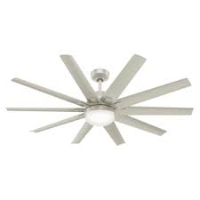 Ceiling fan remote allows you to control fan and light settings of your fan from the comfort of your favorite chair or bedside table. Hunter 50719 Matte Nickel Overton 60 10 Blade Indoor Outdoor Led Ceiling Fan With Wall Control Lightingdirect Com