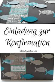 Diy Einladungskarte Fische Zur Konfirmation Selber Basteln Bastelrado Einladungskarten Konfirmation Einladungskarten Kommunion Selber Machen Einladungen Selber Basteln