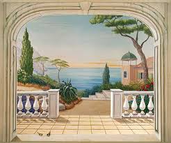 Découvrez notre sélection de papiers peints trompe l'œil de l'éditeur casadeco au meilleur prix ! Poster Trompe L Oeil Paysage Italien Balustres Paesaggi Dipinti Sfondi