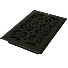 Decor Grates 12 In X 6 In Cast Iron Black Steel Scroll Wall And Ceiling Register St612w The Home Depot In 2020 Wall Registers Wall Vent Covers Wall Vents