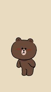 Line Brown Blue Beruang Coklat Kartun Wallpaper Lucu