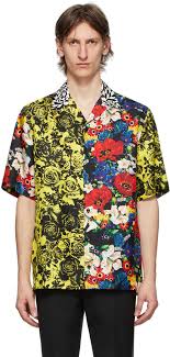 Nonwoven wallpaper with floral pattern. Versace Ssense Exclusive Multicolor Bouquet Silk Shirt Shopstyle