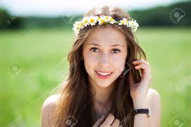 Woman With Flower Chaplet Stock Photo, Picture and Royalty Free Image.  Image 14573089.