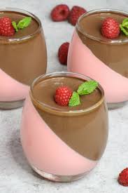 Jul 9 2020 Raspberry And Chocolate Mousse Looks So Elegant With Two Layers And Tastes In 2020 Chocolate Pudding Raspberry Chocolate Mousse Chocolate Pudding Recipes