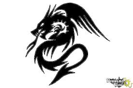 Go to the drawing board and create an inked outline of the tattoo on a sheet of paper, then photocopy it on transfer paper at 100%, cut it out, transfer the shape to her lower back, and take another photo. How To Draw A Dragon Tribal Tattoo Drawingnow