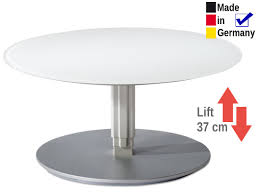 Bei einem runden tisch ragen keine ecken in den raum hinein. Couchtisch Luttich Rund 80x39 Cm Hohenverstellbar Glasplatte Weiss Kaufen Bei Vbbv Gmbh Co Kg