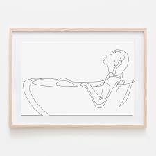 Woman In Bathtub Line Draw Print Bathroom Wall Art Bathroom Etsy Bathroom Wall Art Wall Art Prints Canvas Art Projects