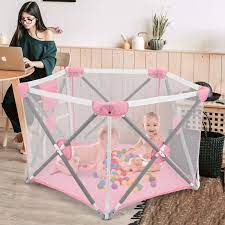 Buy Playpen For Baby Johgee Kids 5 Panel Foldable Portable Baby Playpen Indoors Or Outdoors Child Playpen Fence Safety Games Crawling Playpen For Babies Pink Online In Vietnam B07wjgd8gj