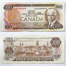 100 Bill Ajk2409874 100 Canadian Bank Of Canada Dollar Paper Money Bills Notes Canadian Money Money Bill Bank Notes