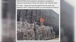 Verify Is Graffiti On Vietnam Memorial From Protesters Wusa9 Com