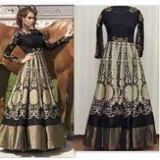 4.5 out of 5 stars. Black Floral Party Wear Designer Indo Western Style Anarkali Gown