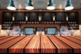 Free Empty Wooden Board Top Table In Front Of Counter Coffee Shop Blurred Background Perspective Wood In Blurred Coffee Cafe Background For Photo Montage Prod Wood Cafe Blurred Background Wooden Board