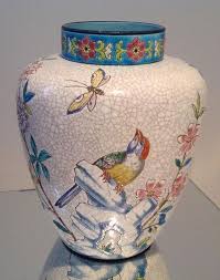 Longwy 19th Century French Vase With Bird And Butterfly 02 26 2015 Pottery Art Japanese Vase Fine Ceramic