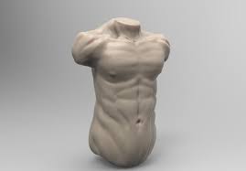 Portrait of muscle man torso in white shirt. Artstation Keyshot Test Render Li Weiyang
