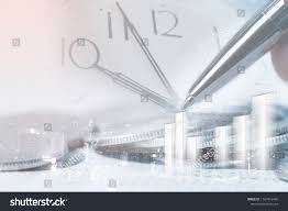 Business Finance And Banking Concept Time And Money Double Exposure Of Money Clock And Bank Account Meaning Save T Business Finance Money Background Finance