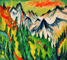 Winter night in moonlight, 1918 ernst ludwig kirchner; Kirchner Berggipfel Kunstdruck Leinwandbild Gerahmtes Bild Glasbild