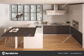 classic minimal white and brown kitchen