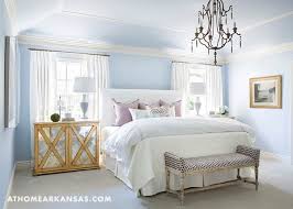 White And Blue Bedroom With Gold Leaf Mirrored Nightstands Transitional Bedroom