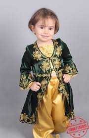 Yesil Desenli Cocuk Bindalli Modeli Kiyafet Salvar Kaftan