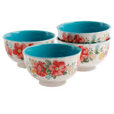 When you design personalized ceramic bowls, you can treat your favorite foodie or home cook to a culinary gift that's lovingly made especially for them. The Pioneer Woman Vintage Floral 4 Piece Footed Bowl Set Walmart Com Walmart Com
